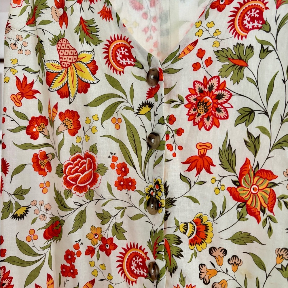 dRA Los Angeles Anthropologie Floral Button-Up Jumpsuit